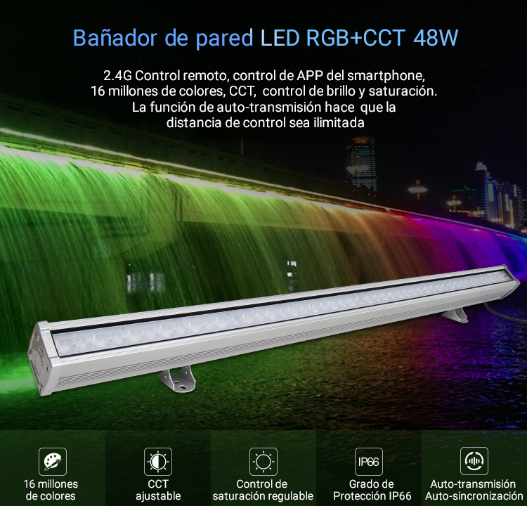 Bañador de pared LED RGB+CCT 48W